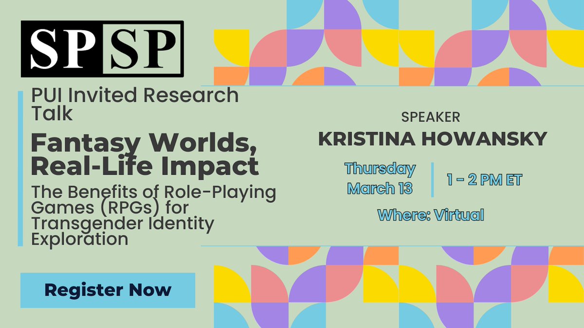 dorkyprofessor's tweet image. All social-personality psychologists: Miss having a brownbag? You can still connect with other researchers!
Join SPSP this Thurs, March 13 (1-2 PM ET) for the next talk in the new PUI Invited Research series.
Register here: ow.ly/YfB650VeQyA