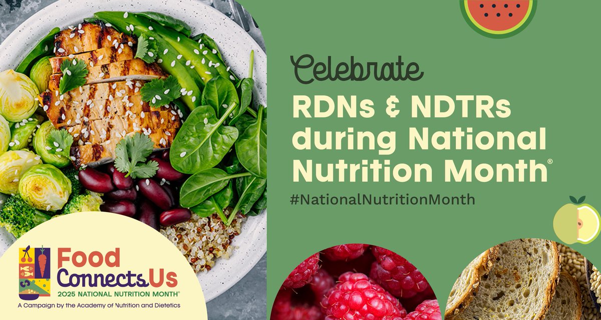 We're celebrating RDNs and NDTRs this week and all month long! 🎉

📱 Grab graphics and messaging from our interactive toolkit to share the love on your socials tomorrow on #RDNday and Thursday on #NDTRday: sm.eatright.org/NNM25 💕

#eatrightPRO #NationalNutritionMonth