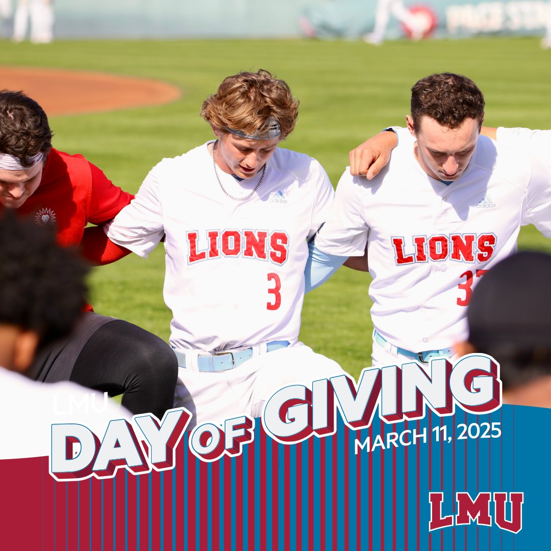 2025 <a href="/lmulionsBSB/">LMU Baseball</a> Day of Giving is today, Tuesday March 11.

Your contribution will help take LMU Baseball to the next level. 📈

🦁⚾️💪🏼

dayofgiving.lmu.edu/campaigns/lmu-…

Thank you! 🤙🏼