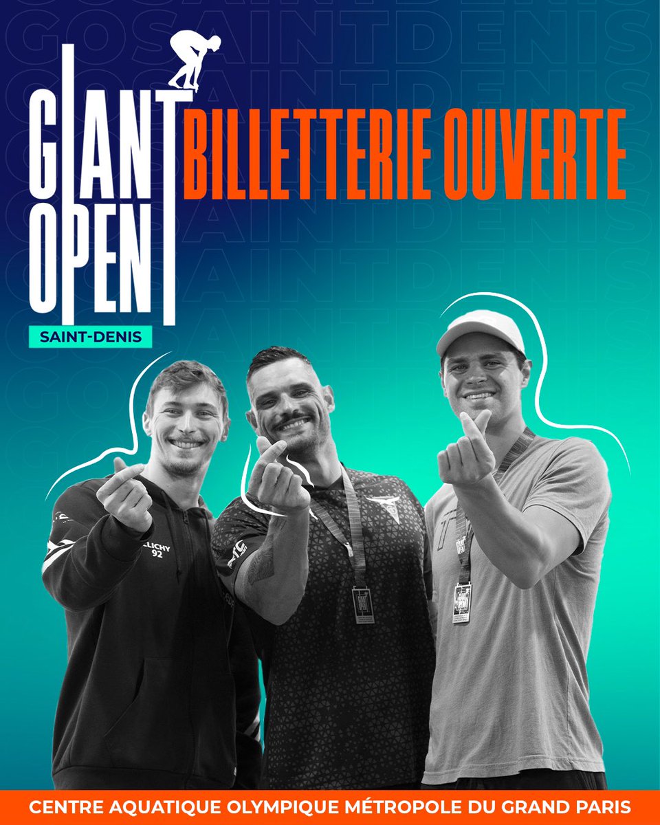 🔥 La billetterie est ouverte ! Du 9 au 11 mai 2025 l’équipe de France de natation affrontera l’élite mondiale de la discipline dans le désormais mythique Centre Aquatique Olympique <a href="/GrandParisMGP/">Métropole du Grand Paris</a> à l’occasion du #GiantOpen 🤩 

Une première historique pour la natation française