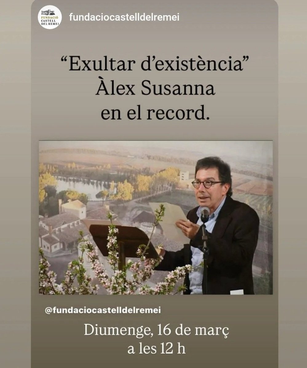 Aquest diumenge el dedicarem a Àlex Susanna, al @CASTELLDELREMEI.
Ell, que va compartir amb nosaltres, lectors, la seva experiència vital i intel·lectual.