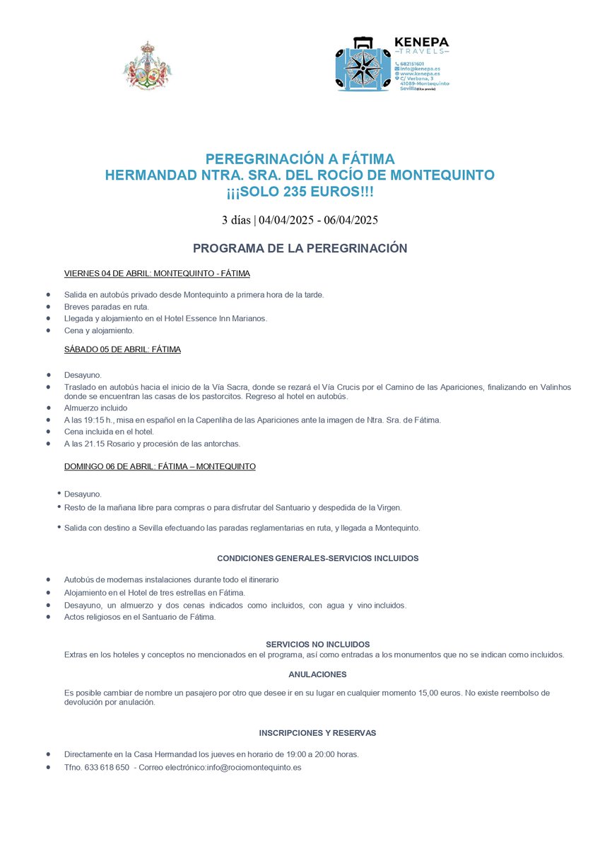 H. Rocio Montequinto (@hdadmontequinto) on Twitter photo 🔵⚪𝗣𝗘𝗥𝗘𝗚𝗥𝗜𝗡𝗔𝗖𝗜𝗢́𝗡 𝗔 𝗙𝗔́𝗧𝗜𝗠𝗔-𝗜𝗡𝗦𝗖𝗥𝗜𝗣𝗖𝗜𝗢𝗡𝗘𝗦!!!
¡ 𝗨́𝗟𝗧𝗜𝗠𝗔𝗦 𝗣𝗟𝗔𝗭𝗔𝗦, 𝗔𝗡𝗜́𝗠𝗔𝗧𝗘 𝗬 𝗗𝗜𝗦𝗙𝗥𝗨𝗧𝗔 !
📆 Jueves
⏰ De 19:00 a 20:00 horas
⛪️ Casa Hermandad-C/Virgilio s/n Local 3
📱633 61 86 50
📧info@rociomontequinto.es 🔵⚪𝗣𝗘𝗥𝗘𝗚𝗥𝗜𝗡𝗔𝗖𝗜𝗢́𝗡 𝗔 𝗙𝗔́𝗧𝗜𝗠𝗔-𝗜𝗡𝗦𝗖𝗥𝗜𝗣𝗖𝗜𝗢𝗡𝗘𝗦!!!
¡ 𝗨́𝗟𝗧𝗜𝗠𝗔𝗦 𝗣𝗟𝗔𝗭𝗔𝗦, 𝗔𝗡𝗜́𝗠𝗔𝗧𝗘 𝗬 𝗗𝗜𝗦𝗙𝗥𝗨𝗧𝗔 !
📆 Jueves
⏰ De 19:00 a 20:00 horas
⛪️ Casa Hermandad-C/Virgilio s/n Local 3
📱633 61 86 50
📧info@rociomontequinto.es
