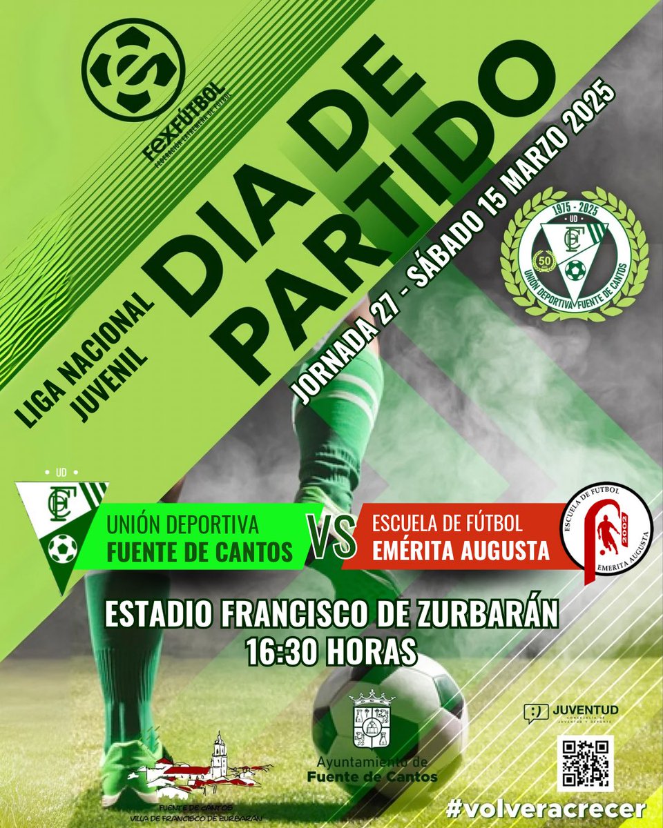 #JUVENILES

⚽️Vuelve la #LIGANACIONAL al Francisco de Zurbarán!

💚 A por todas chicos!

⚔️ Liga Nacional Jornada 27
🆚 <a href="/EFEmerita/">E.F.EméritaAugusta</a> 
🕢 Sábado 15 marzo 2025 - 16:30H
🏟️ Francisco de Zurbarán

#VolverACrecer
#CanteraVerde