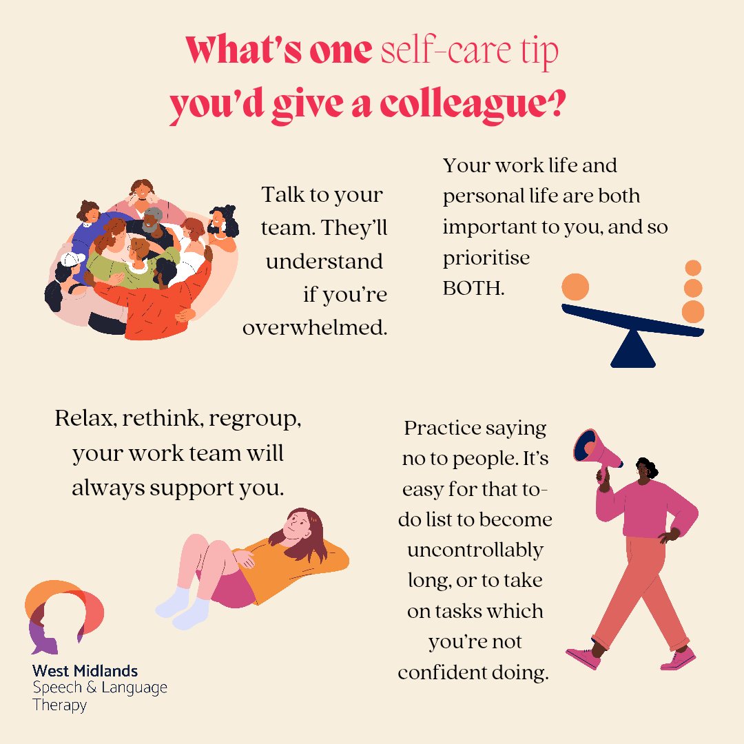 💆‍♂️ Self-Care Matters! 💆‍♀️

We asked our team: What’s one self-care tip you’d give out? 💙

From practicing saying no to avoid an overwhelming to-do list to talking to your team…

Small acts of self-care make a big difference! What’s yours? 👇 #MySLTDay #SelfCare #Wellbeing