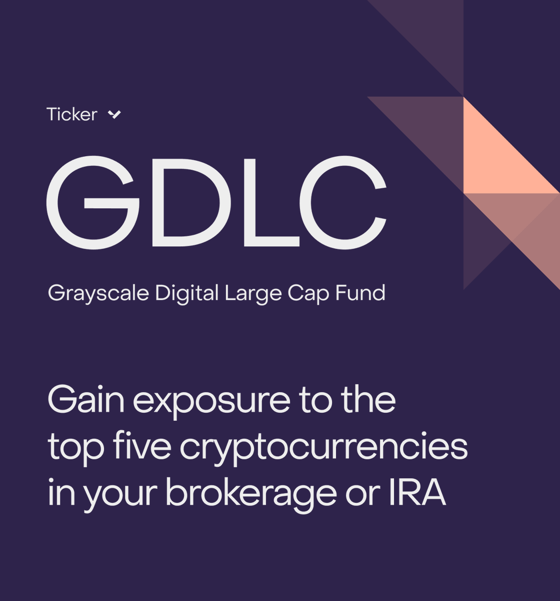 Grayscale Digital Large Cap Fund (Ticker: $GDLC) provides exposure to the  top five cryptocurrencies in your brokerage or IRA. #bitcoin #ethereum $SOL  $XRP $ADA Learn more: https://t.co/ad4KAdK3hF