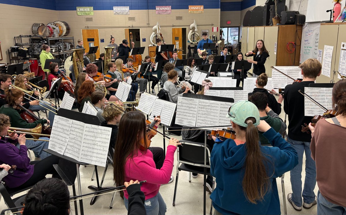 The LMHS Orchestra and Band have been rehearsing a combined piece (Pixar Movie Favorites) for the Music in Our Schools Month concert on March 18! #LCatPride