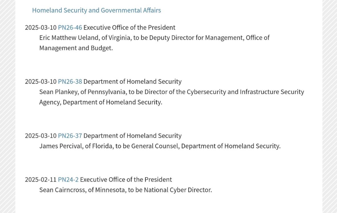 Brandon J Pugh (@brandon_j_pugh) on Twitter photo Congrats to Sean Plankey on being nominated as <a href="/CISAgov/">Cybersecurity and Infrastructure Security Agency</a> Director! He’ll be a great fit with military, government, and private sector cyber experience. The new team will start with a lot to tackle. #cyber Congrats to Sean Plankey on being nominated as <a href="/CISAgov/">Cybersecurity and Infrastructure Security Agency</a> Director! He’ll be a great fit with military, government, and private sector cyber experience. The new team will start with a lot to tackle. #cyber