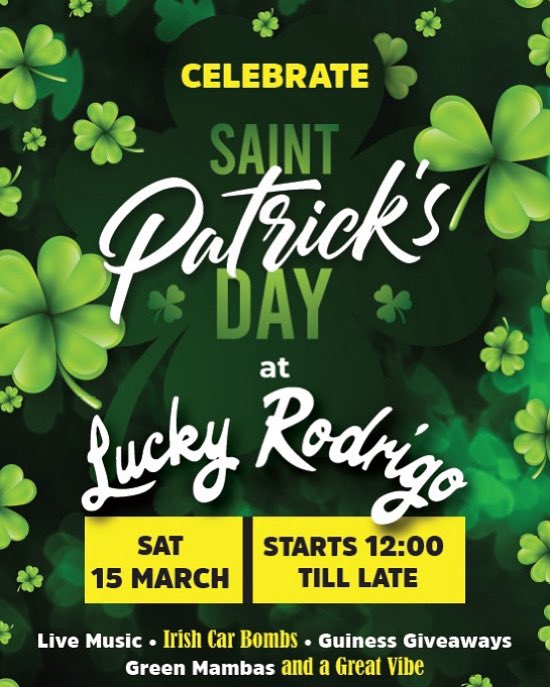 See you on Saturday at 12:00. 🍀🍺🍻 

Come celebrate St Paticks day. Free welcome drink for the first 50 people. 🍻