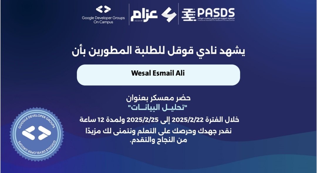 w9esal's tweet image. #GDG_Data_Analysis final project 
اتممت معسكر تحليل البيانات مع نادي قوقل وكانت تجربة ممتعة 
اتعرفت على power bi واساسيات تحليل البيانات
هذي اول تجربة لي مع power bi وما راح تكون الاخيرة بإذن الله🫡