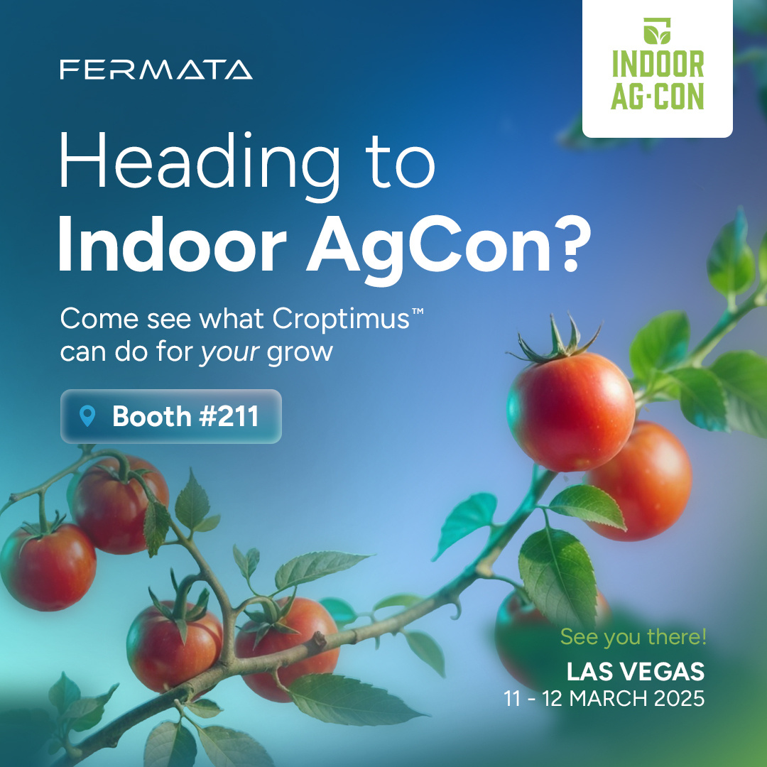 FermataTech's tweet image. Curious about how Fermata&apos;s automated IPM platform, Croptimus™ can save growers both time and money? Come visit us at Indoor AgCon in Las Vegas *today*!