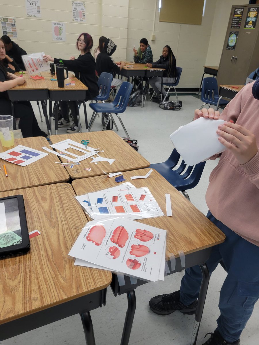 NNPSHPE's tweet photo. 7th Graders at @HinesSpartans creating origami models of the circulatory system in Health Education.

#middleschoolhealth #HPE #hearthealthy https://t.co/xgXxDaOjmU