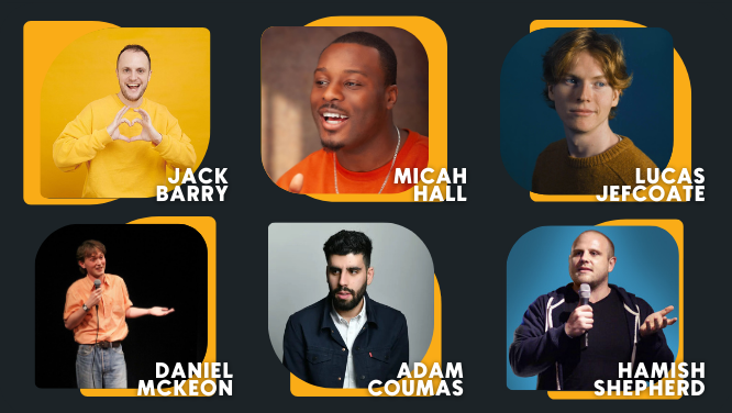 Big Belly Bar & Club Comedy (@bigbellycomedy) on Twitter photo We've got a hilarious Tuesday show lined-up for tonight! π₯π
<a href="/iamjackbarry/">Jack Barry</a>
@MicahHall
<a href="/lucasjefcoate/">Lucas</a>
@DanielMckeon
<a href="/adamcoumas/">Adam Coumas</a>
@HamishShepherd We've got a hilarious Tuesday show lined-up for tonight! π₯π
<a href="/iamjackbarry/">Jack Barry</a>
@MicahHall
<a href="/lucasjefcoate/">Lucas</a>
@DanielMckeon
<a href="/adamcoumas/">Adam Coumas</a>
@HamishShepherd