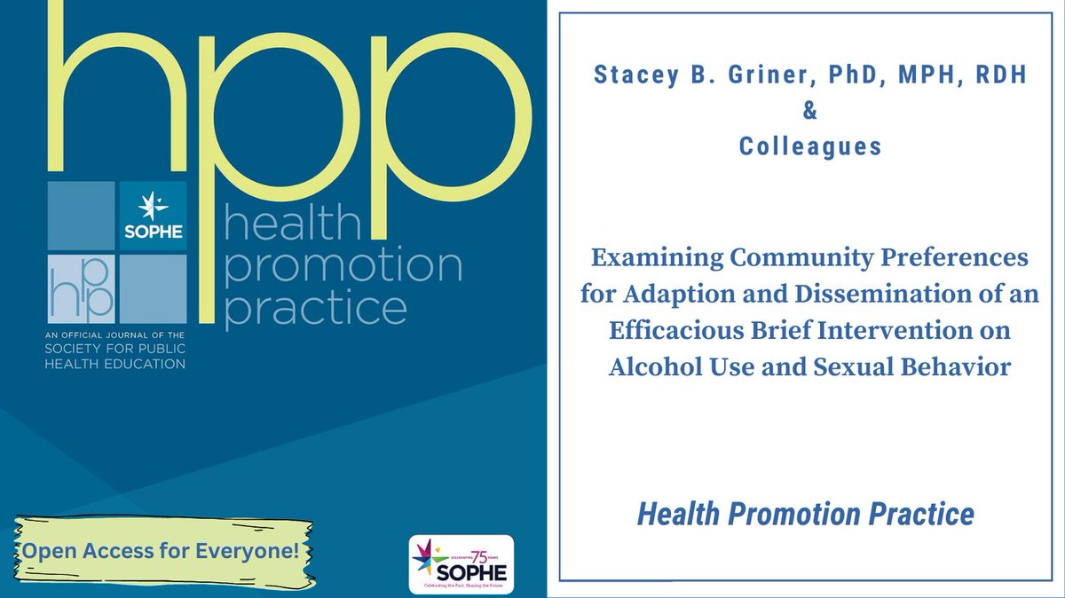 TheHPPJournal (@thehppjournal) on Twitter photo Given that young adults are more likely to engage in heavy alcohol and inconsistent contraceptive use, these authors examined STARR intervention's success in reducing alcohol-related sexual behavior.
doi.org/10.1177/152483…
<a href="/LaNitaSWright/">LaNita Wright</a> <a href="/SOPHEtweets/">SOPHE</a> @SagehealthInfo <a href="/JeanMBreny/">Jean M Breny, PhD</a> Given that young adults are more likely to engage in heavy alcohol and inconsistent contraceptive use, these authors examined STARR intervention's success in reducing alcohol-related sexual behavior.
doi.org/10.1177/152483…
<a href="/LaNitaSWright/">LaNita Wright</a> <a href="/SOPHEtweets/">SOPHE</a> @SagehealthInfo <a href="/JeanMBreny/">Jean M Breny, PhD</a>