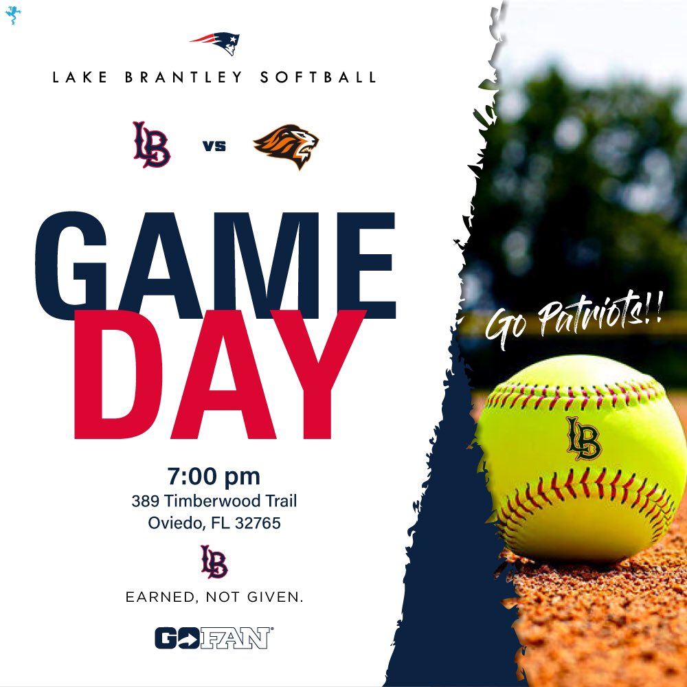 Lake Brantley Softball (@lakebrantleysb) on Twitter photo First of three conference games this week! #GoPatriots #EarnedNotGiven <a href="/LakeBrantleyAD/">Eric Entrekin</a> <a href="/VarsityBuddy/">Buddy Collings</a> <a href="/SMontoyaMP/">Steve Montoya</a>
📆 Today (Tuesday March 11th)
🆚 Oviedo Lions
⏰ 5:00pm (JV) & 7:00pm (V)
📍Oviedo High School
🎟 gofan.co/event/2673055 First of three conference games this week! #GoPatriots #EarnedNotGiven <a href="/LakeBrantleyAD/">Eric Entrekin</a> <a href="/VarsityBuddy/">Buddy Collings</a> <a href="/SMontoyaMP/">Steve Montoya</a>
📆 Today (Tuesday March 11th)
🆚 Oviedo Lions
⏰ 5:00pm (JV) & 7:00pm (V)
📍Oviedo High School
🎟 gofan.co/event/2673055