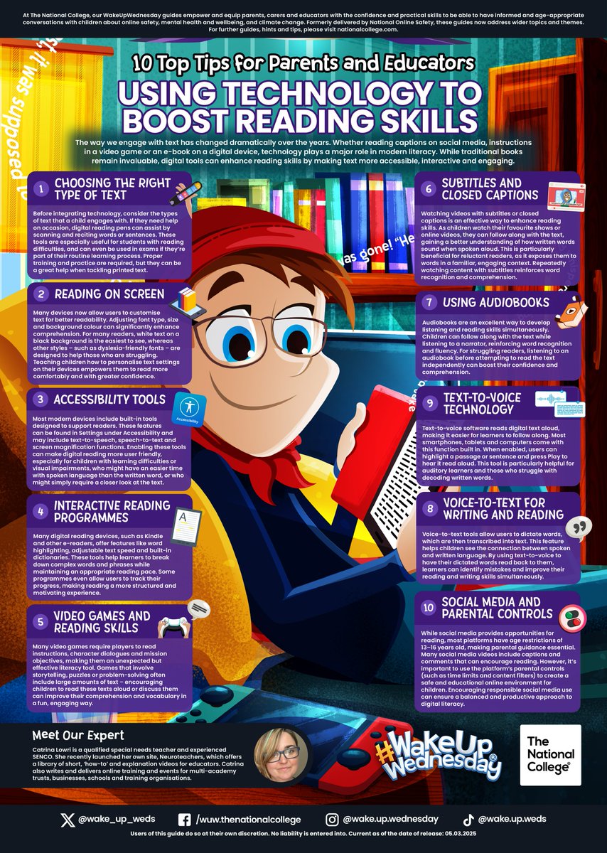 📷 Attention Parents and Carers! 📷

Check out these top tips for using technology to boost your reading skills! 📷

#ReadingSkills #TechInEducation #WakeUpWednesday #NationalCollege #ParentSupport