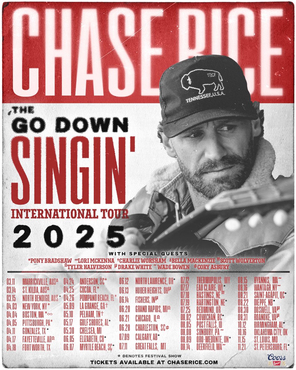 Wade Bowen (@wadebowen) on Twitter photo Joining <a href="/ChaseRiceMusic/">Chase Rice</a> for a couple weekends this Summer on The Go Down Singin tour! Tickets go on sale this Friday (3/14) at 10AM. Gonna be a helluva time! Joining <a href="/ChaseRiceMusic/">Chase Rice</a> for a couple weekends this Summer on The Go Down Singin tour! Tickets go on sale this Friday (3/14) at 10AM. Gonna be a helluva time!