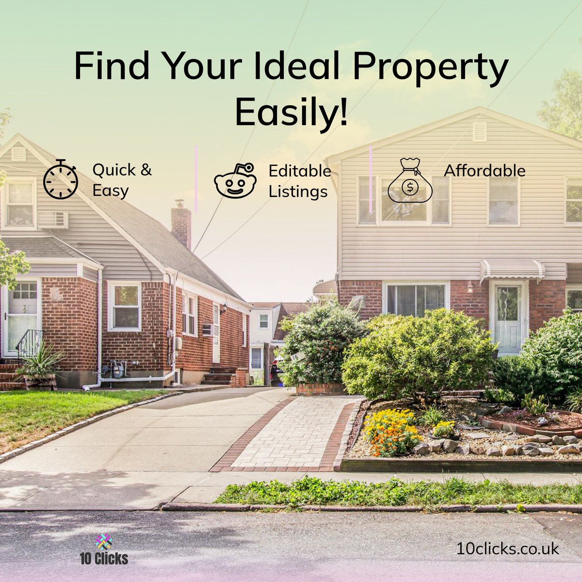 Finding your ideal property doesn't have to be a daunting task! 🌟 With a 10 Clicks Property Wanted listing, you can easily create a listing that communicates your specific needs to sellers and landlords.

The platform offers a user-friendly experience—no technical skills