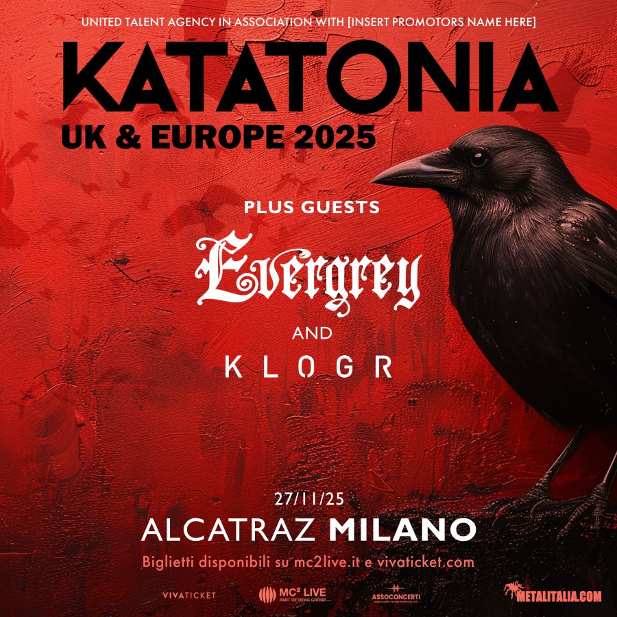 Katatonia: una data live in Italia a novembre con gli Evergrey e Klogr! metallus.it/katatonia-una-… #Katatonia <a href="/AlcatrazMilano/">Alcatraz Milano</a> <a href="/KatatoniaBand/">KATATONIA</a> <a href="/EVERGREYSWEDEN/">Evergrey</a> <a href="/klogrmusic/">klogr</a>