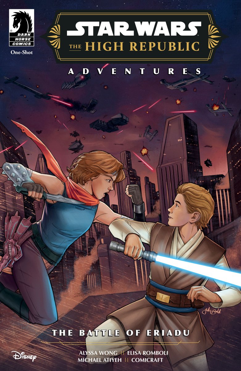 Dark Horse Comics (@darkhorsecomics) on Twitter photo Reminder: Friends are set to face off on the frontlines in Star Wars: The High Republic Adventures Phase III—The Battle of Eriadu, coming this April 30. Details: bit.ly/3ZMXO2U
By <a href="/crashwong/">Alyssa Wong (they/them) 💖🌈</a>, <a href="/afterlaughs/">E. R. 🖌- NoSaintsNorPoets #1 live on Kickstarter</a>, <a href="/atiyehcolors/">Michael Atiyeh</a> and <a href="/Comicraft/">COMICRAFT!</a>, cover art <a href="/JR_Bartok/">Jake Bartok🔜SWCJ</a> Reminder: Friends are set to face off on the frontlines in Star Wars: The High Republic Adventures Phase III—The Battle of Eriadu, coming this April 30. Details: bit.ly/3ZMXO2U
By <a href="/crashwong/">Alyssa Wong (they/them) 💖🌈</a>, <a href="/afterlaughs/">E. R. 🖌- NoSaintsNorPoets #1 live on Kickstarter</a>, <a href="/atiyehcolors/">Michael Atiyeh</a> and <a href="/Comicraft/">COMICRAFT!</a>, cover art <a href="/JR_Bartok/">Jake Bartok🔜SWCJ</a>