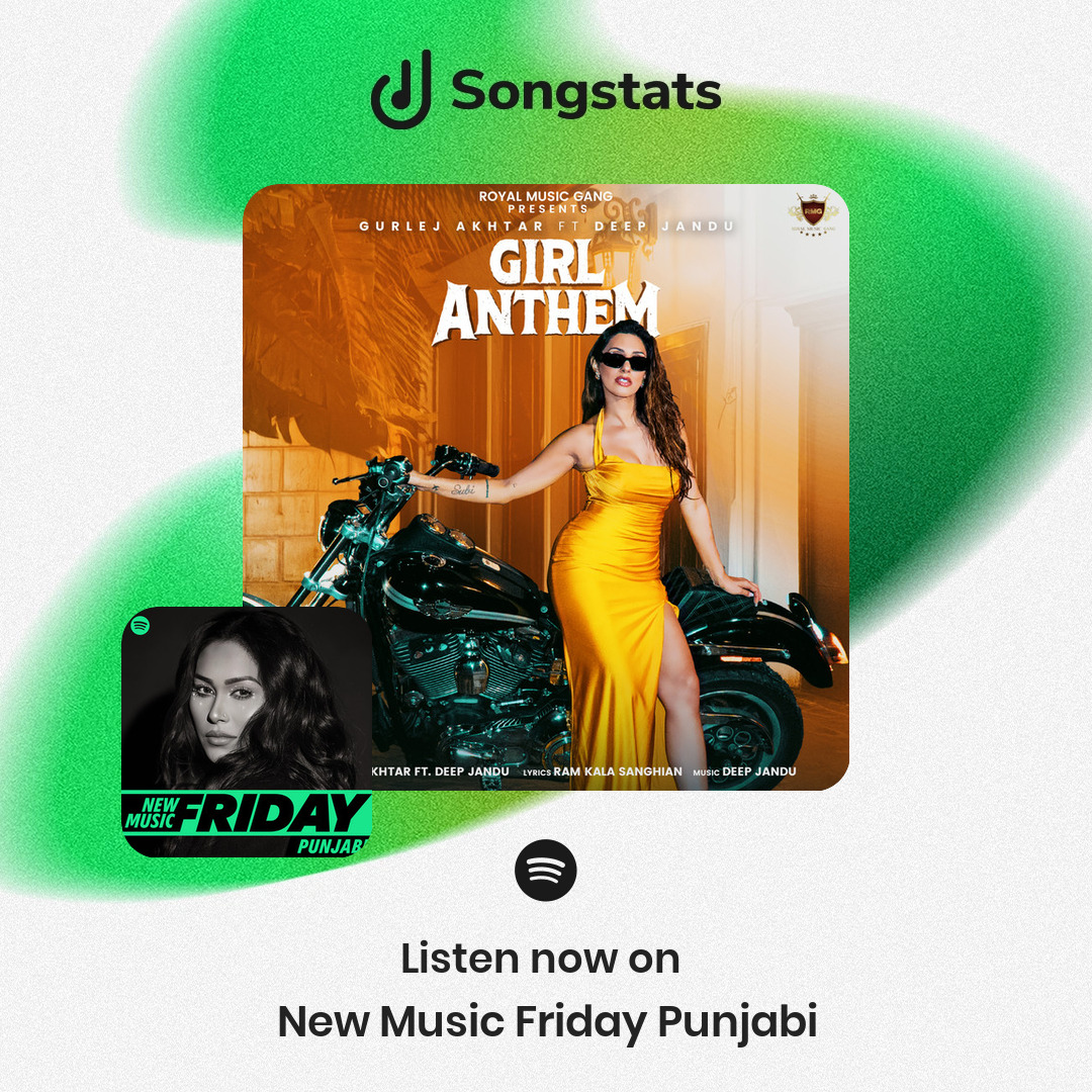 Songstats (@songstatsapp) on Twitter photo <a href="/DeepJandu/">Deep Jandu</a> Aww yeah!! Your track "Girl Anthem" got added to the editorial playlist 'New Music Friday Punjabi' with over 470K Followers on Spotify! Check it out on Songstats. <a href="/DeepJandu/">Deep Jandu</a> Aww yeah!! Your track "Girl Anthem" got added to the editorial playlist 'New Music Friday Punjabi' with over 470K Followers on Spotify! Check it out on Songstats.