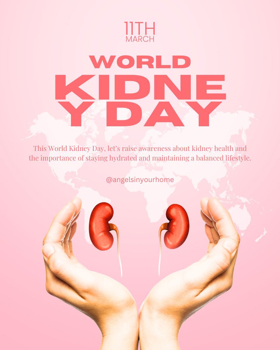 AngelsInUrHome's tweet image. Healthy Kidneys, Healthy Life! 💧

Your kidneys filter waste, balance fluids &amp;amp; regulate blood pressure—keep them strong with hydration &amp;amp; healthy eating!

Take care of your kidneys, and they’ll take care of you! 💙

#WorldKidneyDay #KidneyHealth #SeniorHealth #AngelsInYourHome