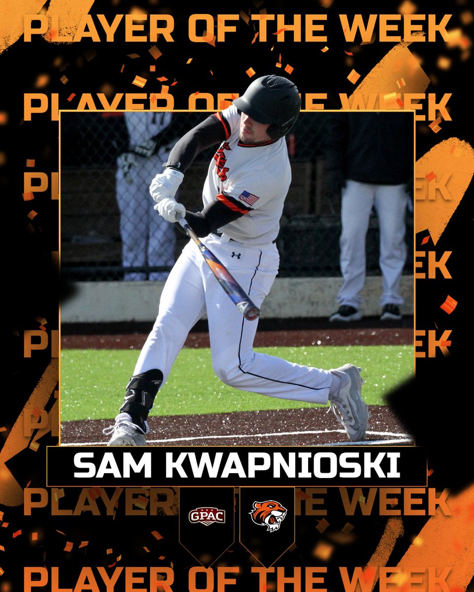 Congrats to Sam Kwapnioski of #DoaneBB on being named the GPAC Player of the Week after his performance against St. Francis last weekend. He hit .833 with seven RBI in three games.