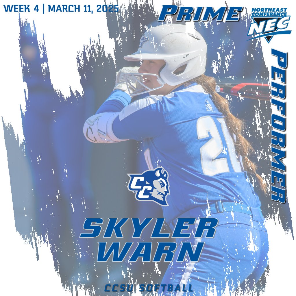 CCSU Blue Devils (@ccsubluedevils) on Twitter photo 🥎 Congratulations to <a href="/CCSUsoftball/">CCSU Softball</a> 's Skylar Warn for earning her 2nd NEC Prime Performer nod this season.
🥎 Batted .435 last week
🥎 2 HRs and 6 RBI with 3 doubles 1 triple
🥎 Slugged .914
#GoBlueDevils #necsoftball 🥎 Congratulations to <a href="/CCSUsoftball/">CCSU Softball</a> 's Skylar Warn for earning her 2nd NEC Prime Performer nod this season.
🥎 Batted .435 last week
🥎 2 HRs and 6 RBI with 3 doubles 1 triple
🥎 Slugged .914
#GoBlueDevils #necsoftball