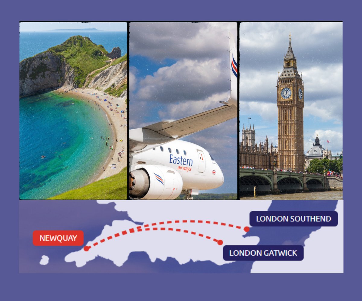 Eastern Airways UK (@easternairways) on Twitter photo Warmer days bring coastal breaks in Cornwall or enjoying the sights of #london - all made easier with the new <a href="/NewquayAirport_/">Newquay Airport🇬🇧</a> <a href="/SouthendAirport/">London Southend Airport</a> daily flights start 3rd April with <a href="/EasternAirways/">Eastern Airways UK</a>
<a href="/visitlondon/">Visit London</a> <a href="/VisitCornwall/">Cornwall</a> <a href="/CornwallLive/">Cornwall Live</a> <a href="/MayorofLondon/">Mayor of London, Sadiq Khan</a> <a href="/TimeOutLondon/">Time Out London</a> Warmer days bring coastal breaks in Cornwall or enjoying the sights of #london - all made easier with the new <a href="/NewquayAirport_/">Newquay Airport🇬🇧</a> <a href="/SouthendAirport/">London Southend Airport</a> daily flights start 3rd April with <a href="/EasternAirways/">Eastern Airways UK</a>
<a href="/visitlondon/">Visit London</a> <a href="/VisitCornwall/">Cornwall</a> <a href="/CornwallLive/">Cornwall Live</a> <a href="/MayorofLondon/">Mayor of London, Sadiq Khan</a> <a href="/TimeOutLondon/">Time Out London</a>