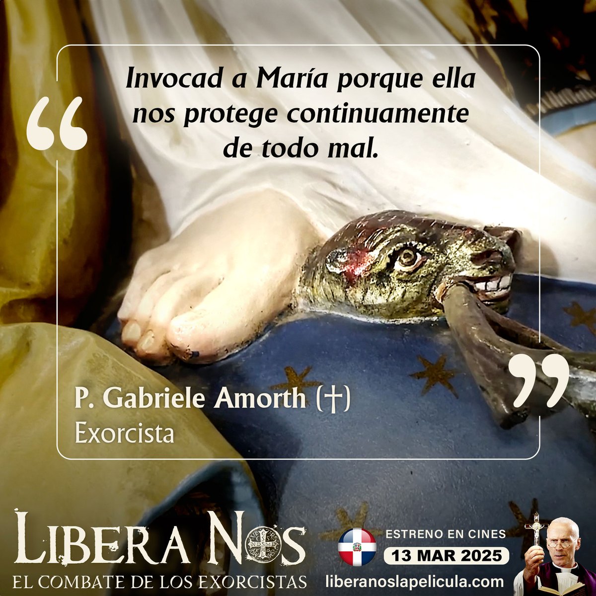 Televida's tweet image. 🕊️✨ "Invocad a María, porque ella nos protege de todo mal." ✨🕊️
🎬 No te pierdas "Libera Nos: El combate de los exorcistas"
📅 Estreno en República Dominicana: 13 de marzo de 2025
📍 Solo en Caribbean Cinemas