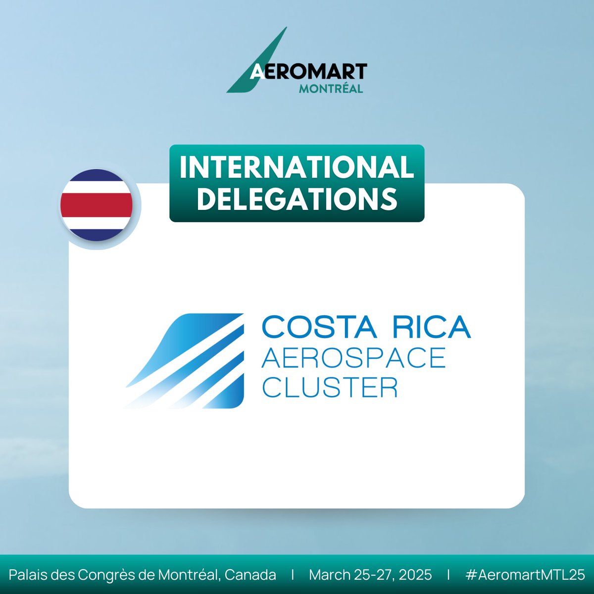 THE COSTA RICAN DELEGATION IS READY TO MEET YOU AT #AeromartMTL25 🤝 🇨🇷 A very special welcome to Costa Rica Aerospace Cluster

Join us today ➡️ meetings.montreal.bciaerospace.com/2025/signup.php

#AeromartMontreal #B2BMeetings #Aerospace #Networking #International #CostaRica