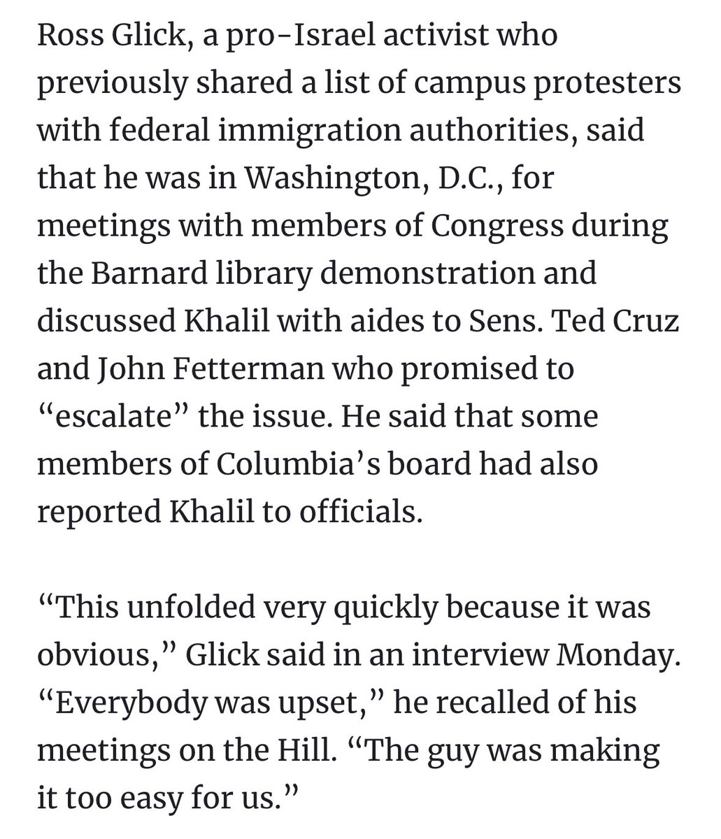 One of the people involved in the kidnapping of Khalil was Ross Glick, who several years ago was accused of being a “revenge porn kingpin” in the NY Post.

He appears to have a close working relationship with Senator John Fetterman.