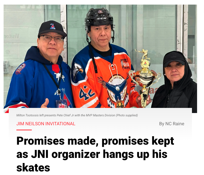 EFN Media (@efnewsonline) on Twitter photo Most wouldn’t think of centre ice, surrounded by athletes laced with skates and sticks, as a safe space, but that’s exactly what Milton Tootoosis is creating with the Jim Neilson Invitational (JNI) hockey tournament.
FULL STORY:
eaglefeathernews.com/2025/03/10/381… Most wouldn’t think of centre ice, surrounded by athletes laced with skates and sticks, as a safe space, but that’s exactly what Milton Tootoosis is creating with the Jim Neilson Invitational (JNI) hockey tournament.
FULL STORY:
eaglefeathernews.com/2025/03/10/381…