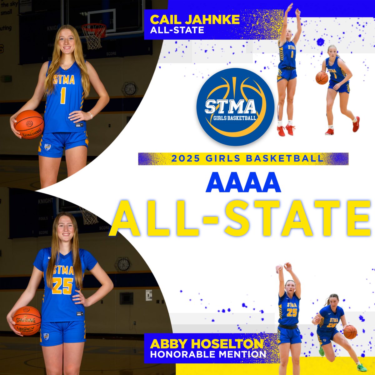More All-State recognition…

🏀Cail Jahnke - All-State🏀
🏀Abby Hoselton - All-State Honorable Mention🏀 

CONGRATULATIONS!!! Well-deserved. You make us so proud. 💙💛