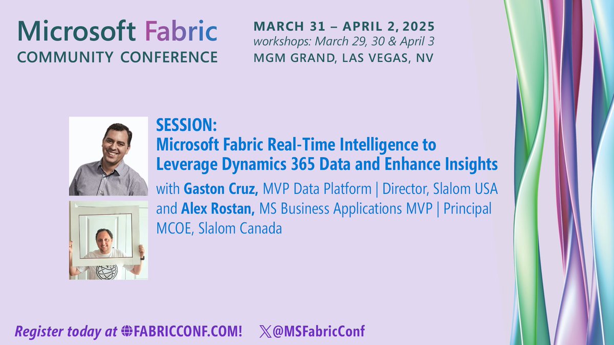 GastonFCruz's tweet image. How can you transform #Dynamics365 data into real-time intelligence? @rostanker and I will show you practical techniques for integrating this valuable data into #MicrosoftFabric while surfacing insights back to #Dataverse. #FabCon 

fabricconf.com/?#!/session/Mi…