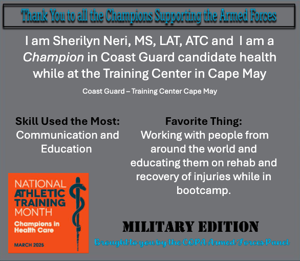 National Athletic Training Month is all about recognizing the impact of ATs. Today, we shine a light on those who serve our country by keeping our armed forces fit and ready! 🇺🇸💪 #NATM2025