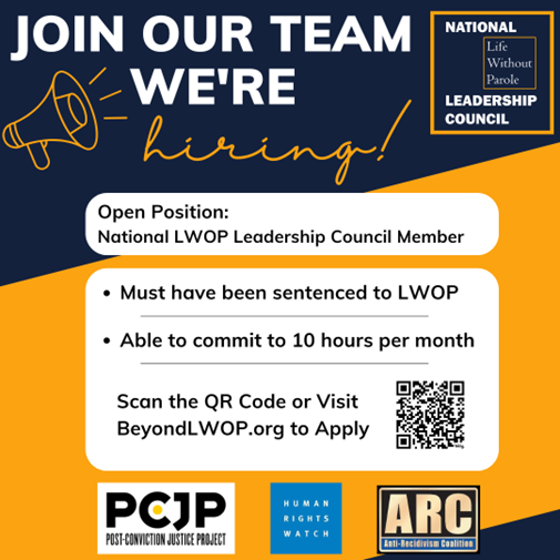 Were you formerly sentenced to LWOP? Have a passion for ending life without parole sentences? I'm happy to announce that we are accepting applications for the National Life Without Parole Leadership Council. Learn more here and consider applying: bit.ly/ApplyNLC2025