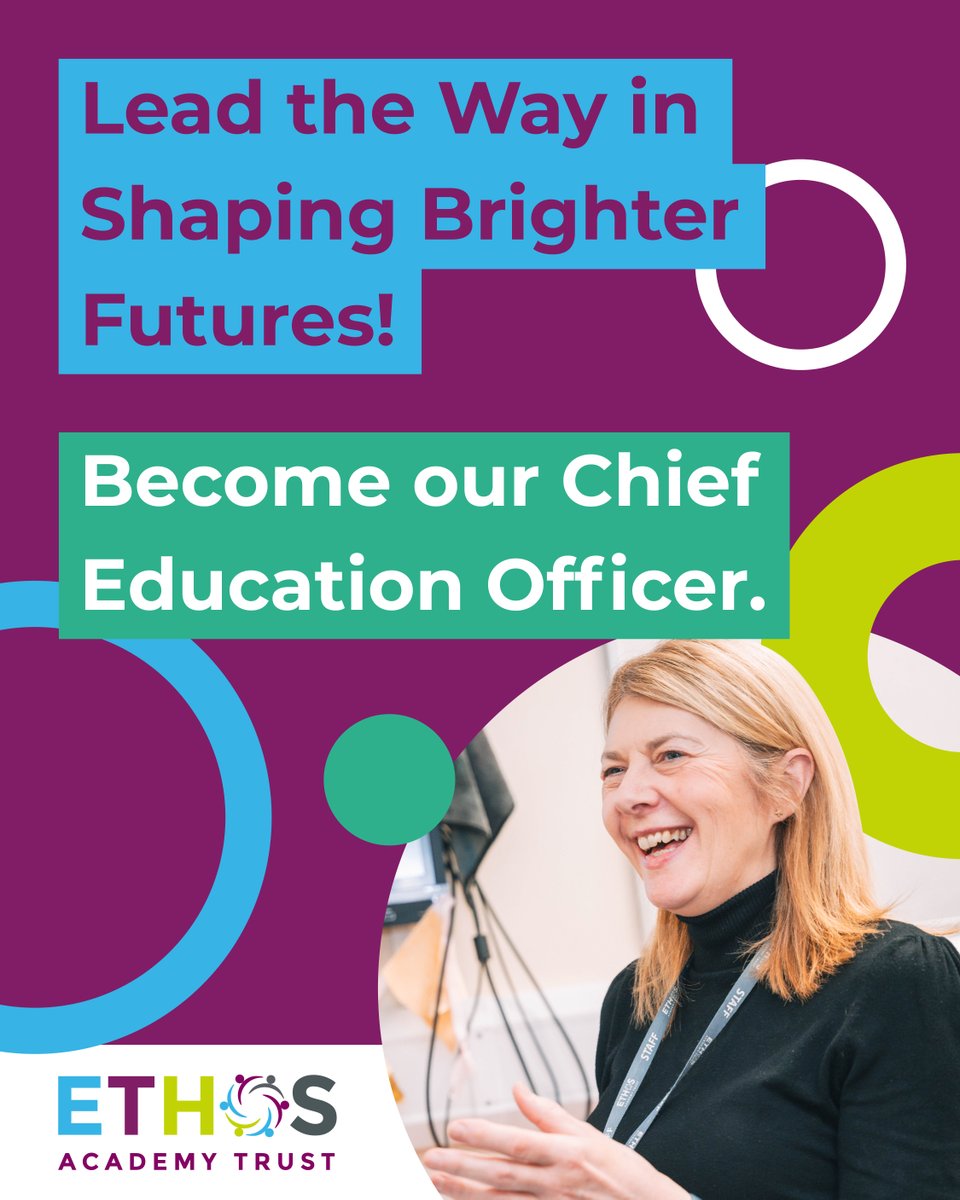 Take on a role where your leadership will have a real impact on educational excellence, removing opportunity barriers and driving school improvement.

 Join us at Ethos Academy Trust and help drive success across our academies. Apply by March 27, 2025: bit.ly/41mbTVB
