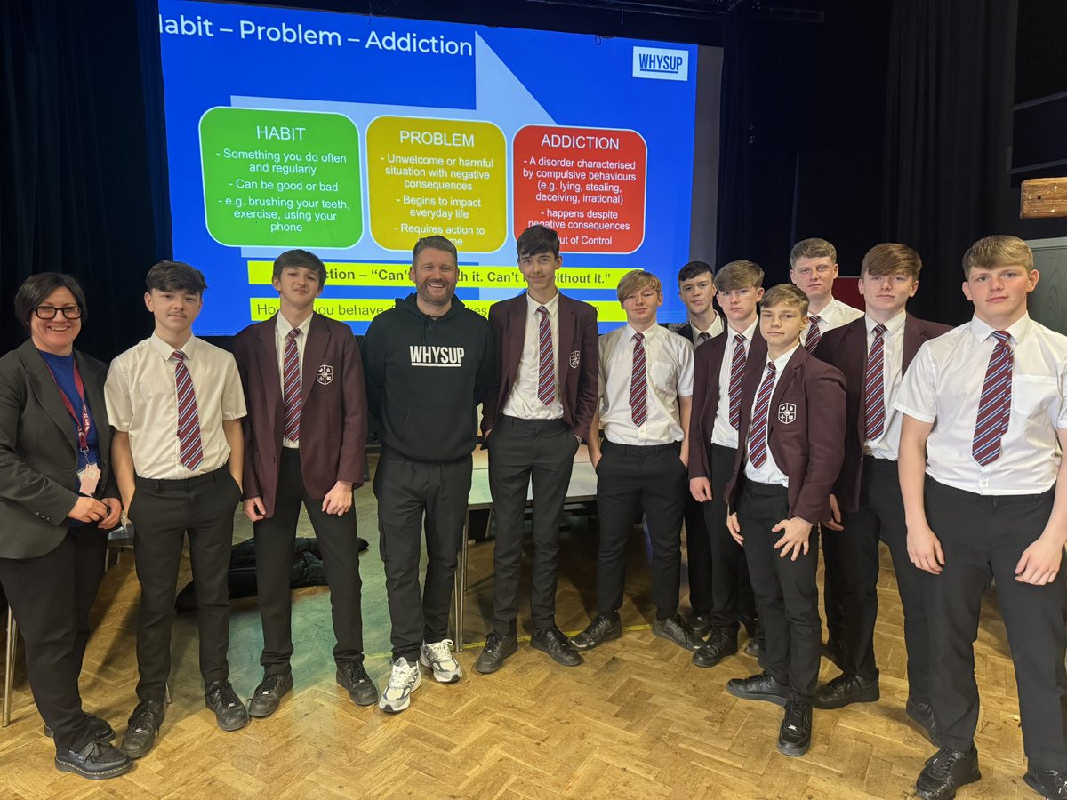 Thank you for having us St Cuthbert’s Catholic High School - <a href="/stcuthbertsCHS/">St Cuthbert's CHS</a>. 

This afternoon <a href="/MarkJMurray21/">Mark Murray</a> delivered a session to around 150 year 10 students. 

Mark said the students were fantastic to work with and you could hear a pin drop, whilst he shared his story. 

A