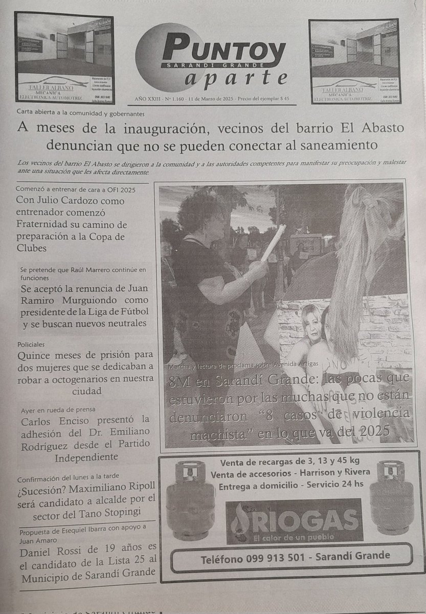La portada del martes 11 de marzo. Candidatos a alcalde, denuncias de vecinos, los reclamos del 8M y la Justicia que actuó sobre mujeres que delinquieron en la ciudad. A leer!!!