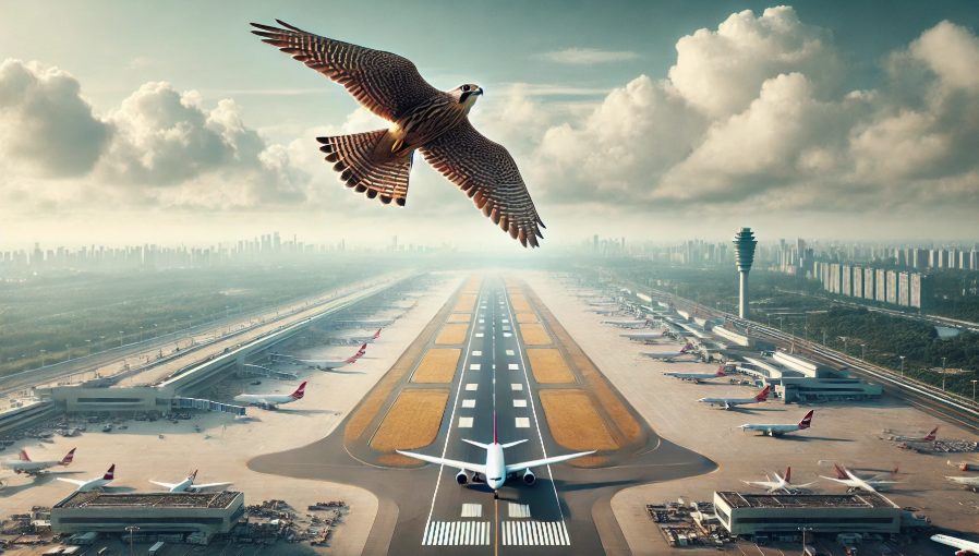 indianeagle's tweet image. Falcon🦅! Captain seeks clearance..
Bird strikes are a serious risk to aviation safety. To combat this, trained falcons, the natural predators are used to patrol skies of airports &amp;amp; deter other birds. This eco-friendly solution ensure safer skies for flights. 
#BirdControl #Tivia