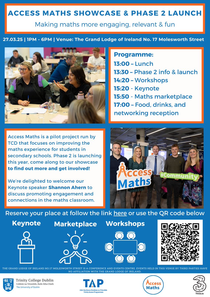 AccessMathsSTEM's tweet image. 📢Join TCD’s Innovation & Creativity in Maths Teaching Badge! 🎓
Access CPD in:
✅ Cooperative Learning
✅ Rich Tasks & Digital Tools (GeoGebra, Desmos..)
🏆School-wide Access Maths Flag
💡Learn more at our Showcase!
Sign up here: shorturl.at/53yND
@AccessTCD