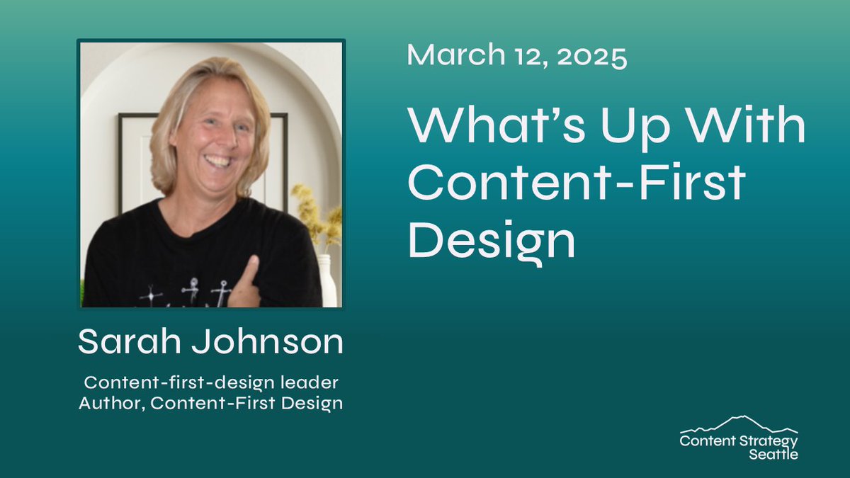 Tomorrow 
Will it really come? 
And if it does come 
Will we have the tools we need to advocate successfully for content-first design in our organization?  
If you join our virtual event with Sarah Johnson, the answer is likely yes. 
RSVP: meetup.com/content-strate…