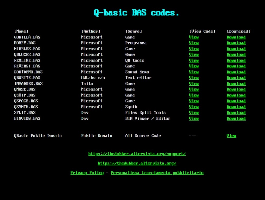 theDUBBER_'s tweet image. Q-basic BAS codes.

thedubber.altervista.org/other/qbasic/c…

#basic #qb #qb64 #qbasic #quick #ansiart #ansi #ascii #asciiart #pixelart #textmode #textart #text #art #demoscene #bbs #source #code
#retrocomputing #retrographics #8bit #Microsoft #msdos #games #indiegames #indes #dosbox #emulation