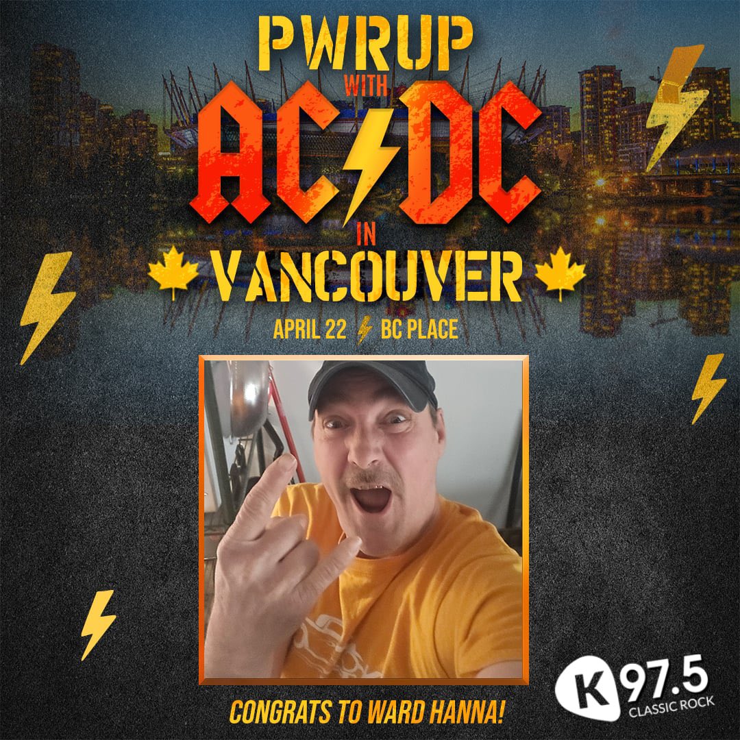 CONGRATULATIONS to Ward!  He's off to see <a href="/acdc/">AC/DC</a> at <a href="/bcplace/">BC Place</a> with flights and Hotel paid for!  Thank you to everyone who entered the keywords over the past few weeks and huge thanks to <a href="/AberdeenMall/">Aberdeen Mall</a> for sponsoring this trip! - <a href="/AlyshaWilliams1/">alyshawilliams1</a>