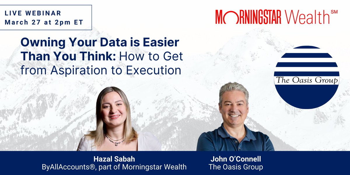 The Oasis Group (@theoasisgrp) on Twitter photo Join John O'Connell & Hazal Sabah of ByAllAccounts, part of <a href="/MorningstarInc/">Morningstar, Inc.</a> Wealth, for thiswebinar on 3/27 discussing considerations for #wealthmanagement firms regarding owning their data- highlighting how firms can go from aspiration to execution: register.gotowebinar.com/register/40885… Join John O'Connell & Hazal Sabah of ByAllAccounts, part of <a href="/MorningstarInc/">Morningstar, Inc.</a> Wealth, for thiswebinar on 3/27 discussing considerations for #wealthmanagement firms regarding owning their data- highlighting how firms can go from aspiration to execution: register.gotowebinar.com/register/40885…
