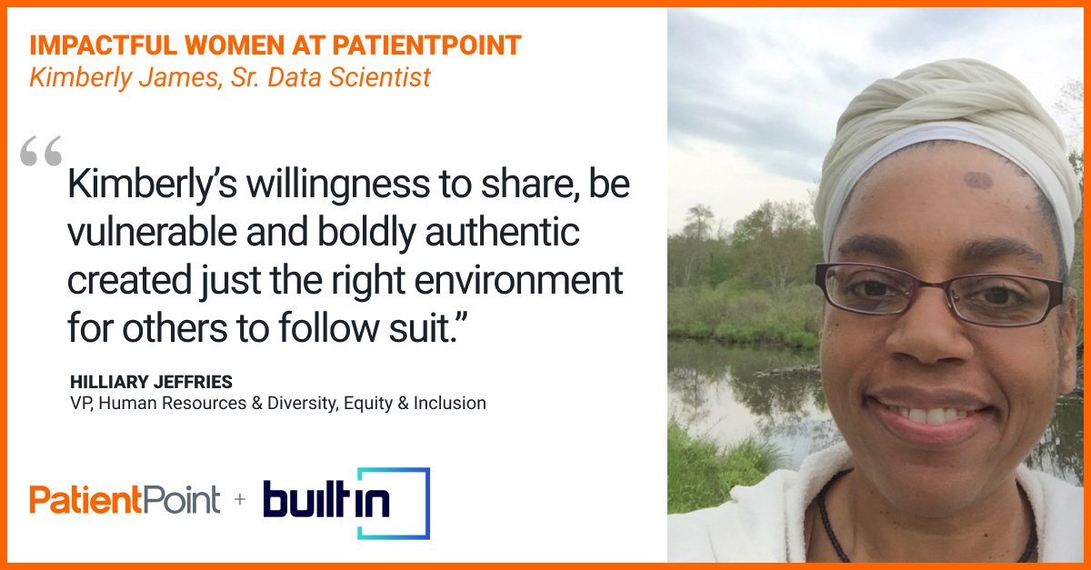 We’re featured in <a href="/BuiltIn/">Built In</a>'s International Women’s Day article!
We’re proud to spotlight Kimberly James, Sr. Data Scientist, for her game-changing impact at PatientPoint. Her leadership inspires us! Read more: bit.ly/4ibTK40

#IWD #WomenInTech #Leadership #PatientPoint