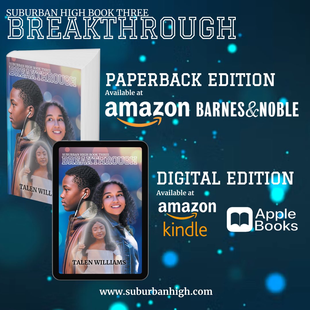 TalenWilliams's tweet photo. The new millennium is fast approaching. New trials and tribulations are coming along with it, and not just for William Moon.

SUBURBAN HIGH BOOK THREE: BREAKTHROUGH now available 📘 

https://t.co/R0hRGEevuj

#books #yafiction #comingofage #y2k #blackauthors https://t.co/qlFL7hwwu9
