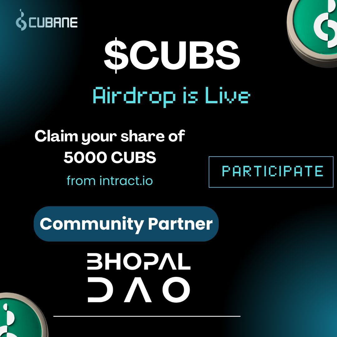 🚨 PARTNERSHIP ANNOUNCEMENT 🚨

The <a href="/CubaneSpace/">Cubane Space</a> AirDrop Campaign is LIVE on Intract 💰

Join the revolution with $CUBS tokens &amp; grab your share of CUBS ⚡

🔹 Pool Size: $7,000 (5000 CUBS)
🔹 Duration: 3 Weeks
🔹 Complete simple tasks &amp; earn!

Don’t miss out — claim your tokens