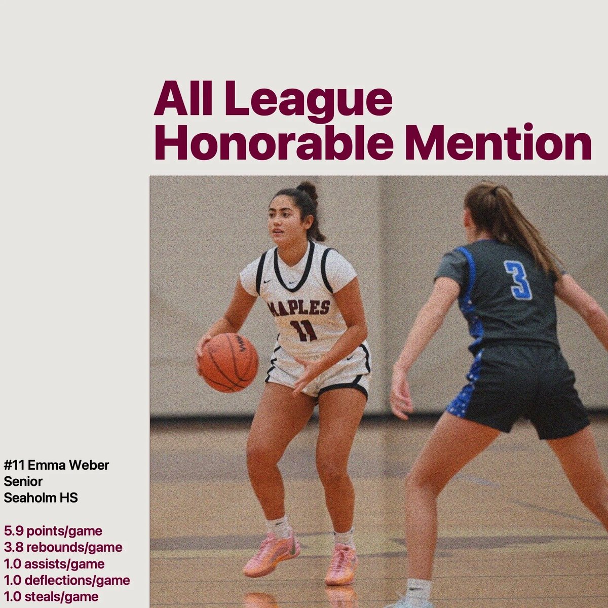 Seaholm Girls’ Basketball (@seaholmgbb) on Twitter photo Congrats to Emma Weber on being named an OAA White All-League Team Honorable Mention!
#GoMapes <a href="/cmanchester22/">Chris Manchester</a> Congrats to Emma Weber on being named an OAA White All-League Team Honorable Mention!
#GoMapes <a href="/cmanchester22/">Chris Manchester</a>