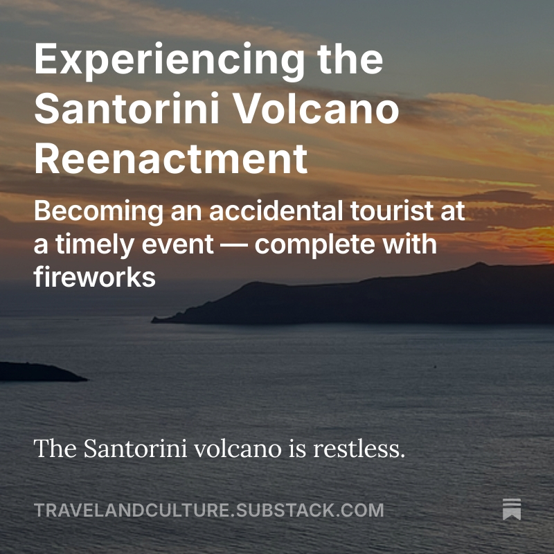 mepowell's tweet image. Experiencing the Santorini Volcano Reenactment travelandculture.substack.com/p/a-recreation…
#santorinivolcano #Santorini #travelvibes